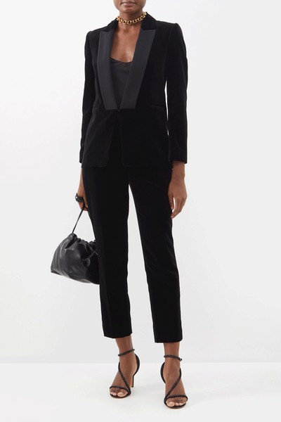 Jules Satin Lapel Velvet Tuxedo Jacket from Cefinn