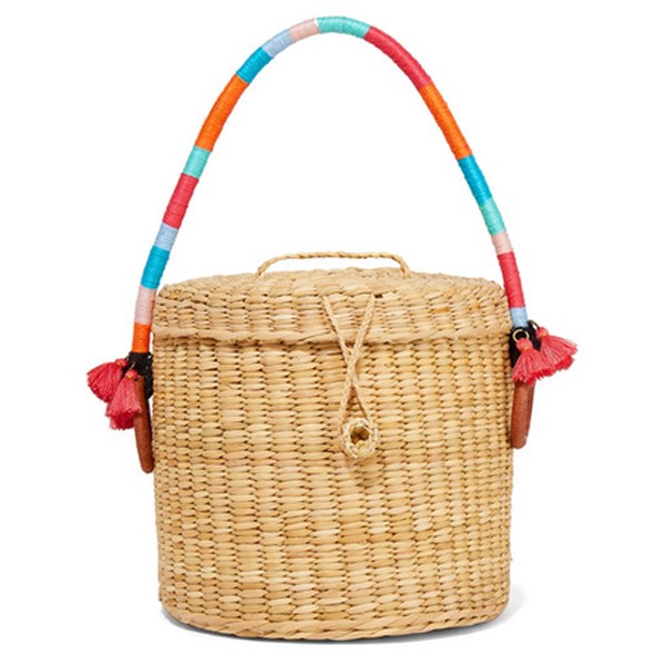 Bucket Tasseled Woven Raffia Tote from Nannacay