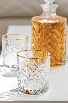 Vintage Style Gold Rim Cut Glass Tumbler from The Best Room