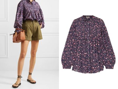 Laila Pintucked Floral-Print Cotton Blouse from Isabel Marant Etoile