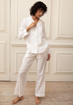 White Jacquard Cotton Pyjama Set from Yolke