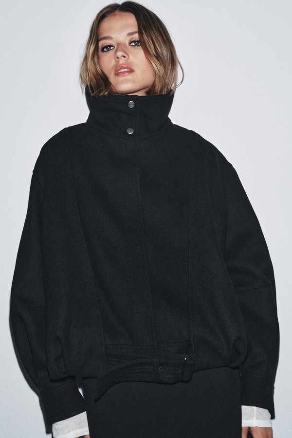 Minimal Wool Bomber Jacket