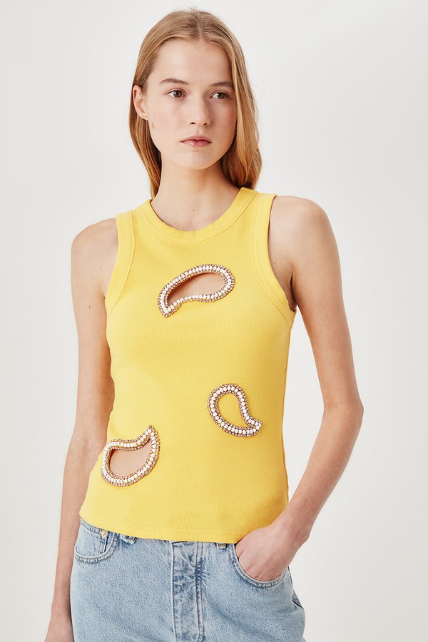 Top With Embroidered Rhinestones