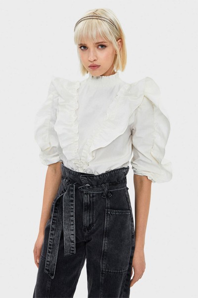 Shirt With Ruffle Trim from Bershka