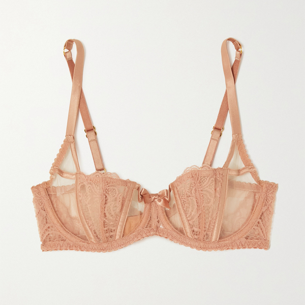 Rozlyn Lace-Trimmed Tulle & Satin Balconette Bra from Agent Provocateur