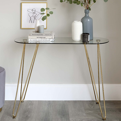 Ripple Glass And Brass Console Table