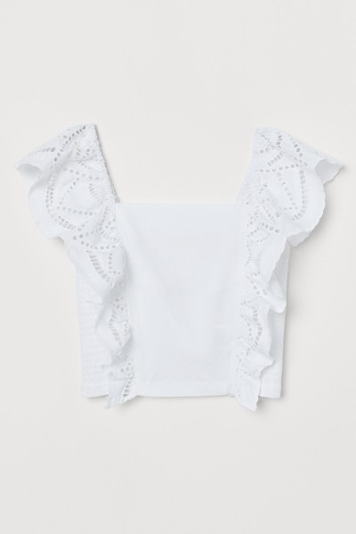 Top with Broderie Anglaise from H&M