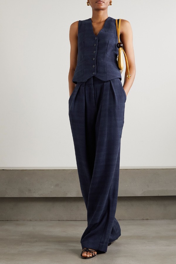 Luisa Pleated Cotton-Blend Wide-Leg Pants from STAUD 