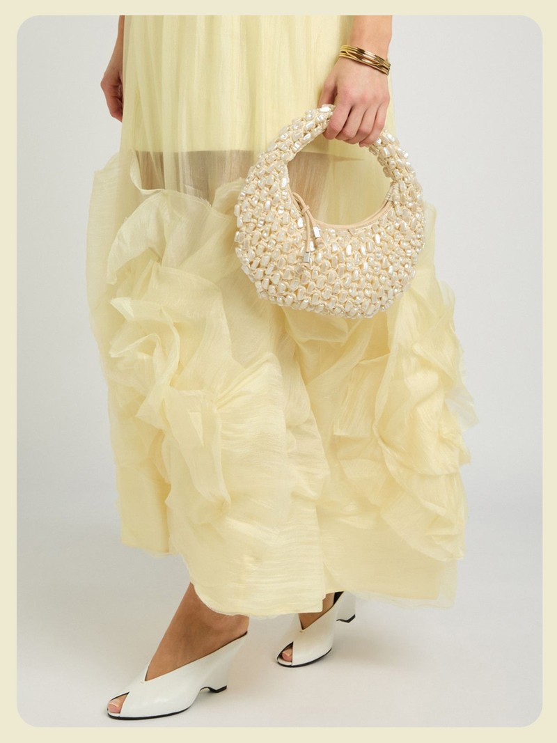 Reef Bead-Embellished Crochet Top Handle Bag from STAUD