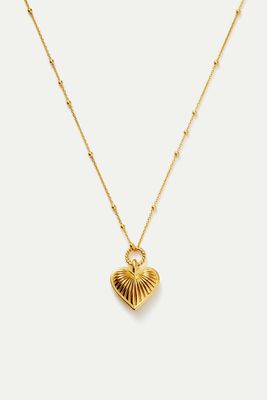 Ridge Heart Charm Pendant Necklace 