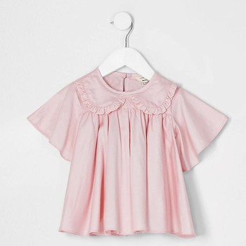 Pink Frill Poplin Top