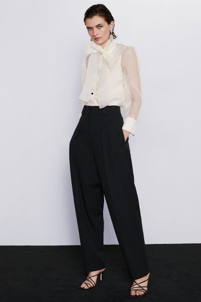 Organza Blouse With Bow Detail from Zara