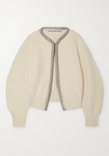 Crystal-Embellished Wool-Blend Cardigan from Alexander Wang