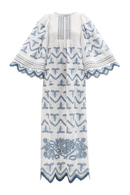 Virginie Embroidered Linen Maxi Dress