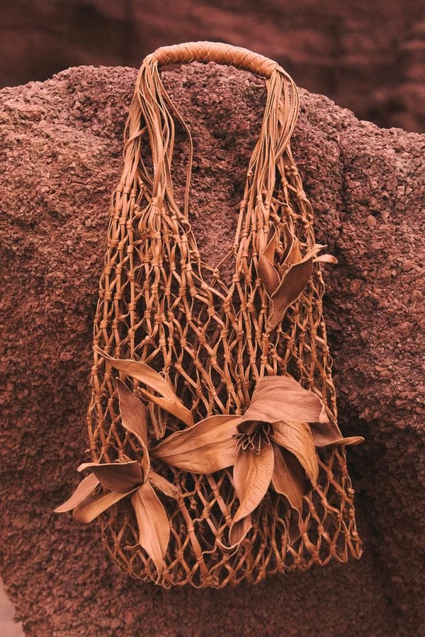 Nappa Leather Floral Mesh Bag