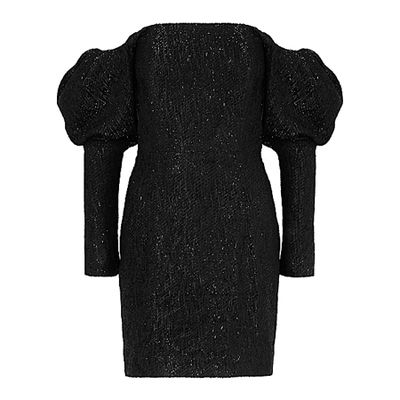 Black Off-The-Shoulder Fil Coupé Mini Dress from 16 Arlington