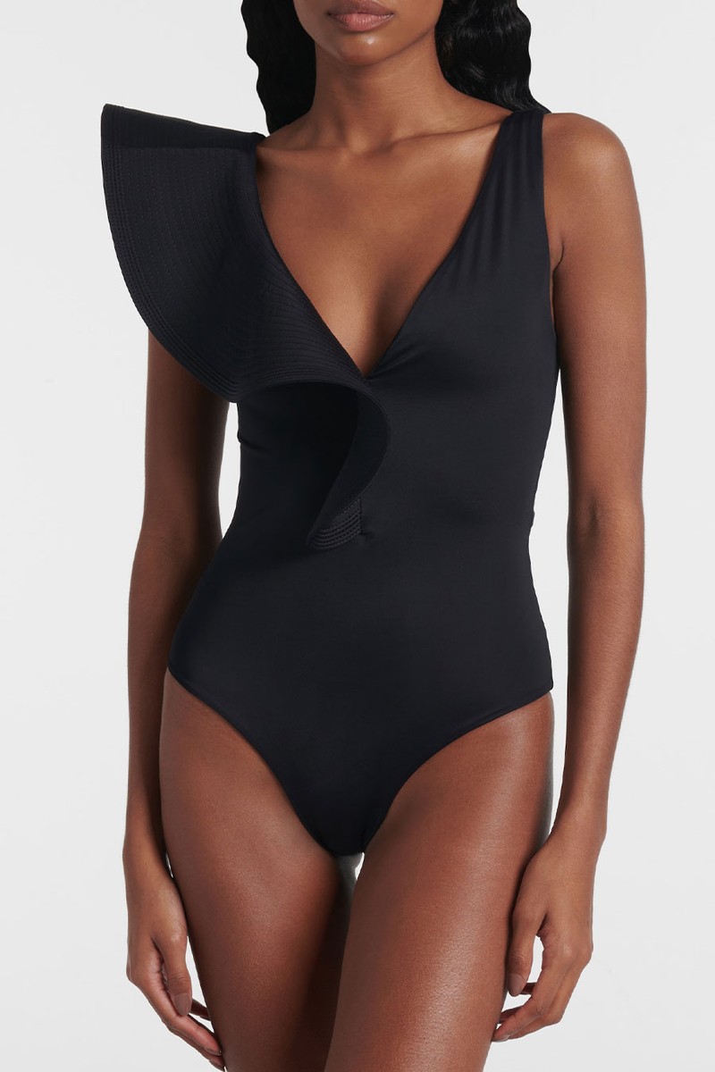 Asymmetric Ruffled Swimsuit