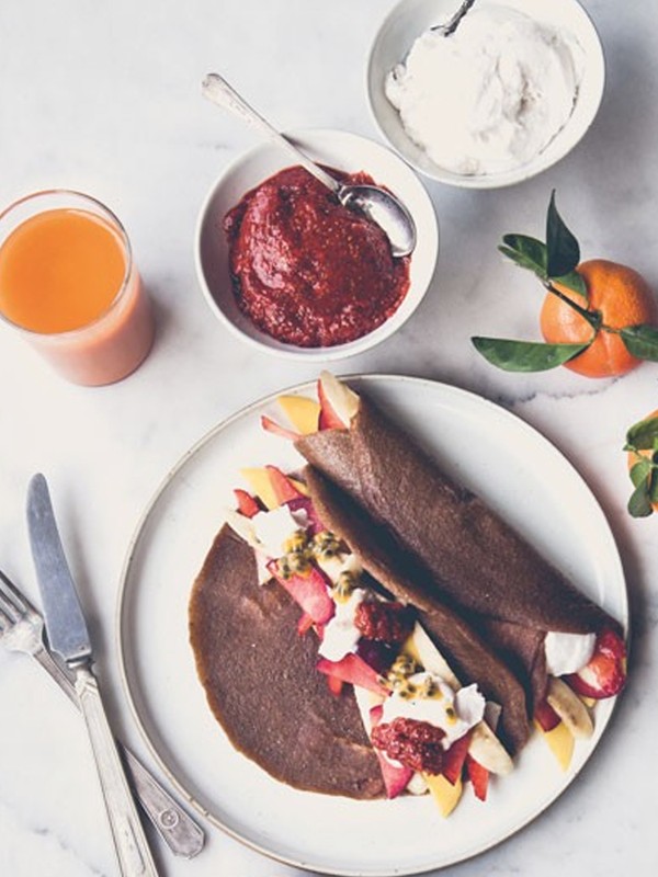 Fruit Crepes With Coconut Yoghurt