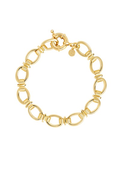 Ribbed Link Chain Bracelet 