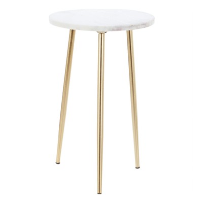 Gold Tone & White Side Table