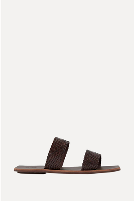 Clea Woven Leather Slides from St. Agni