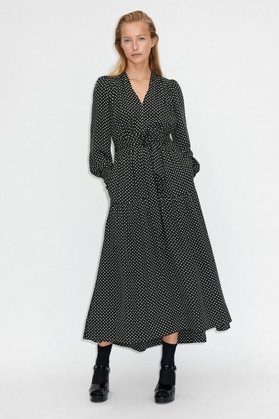 Silk Polka Dot Maxi Dress + Tie from ME+EM