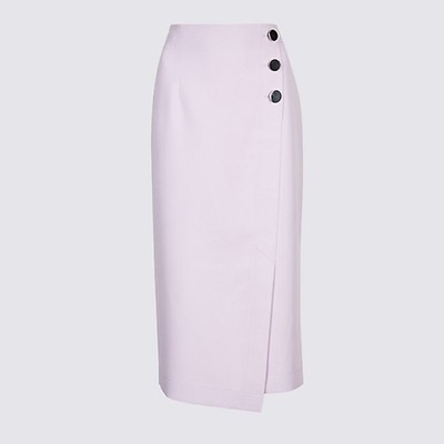 Button Detail Pencil Skirt 