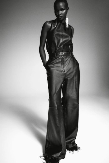 Straight Leather Trousers from H&M