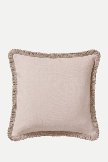 Stonewashed Linen Cushion Cover With Fringing from Oka