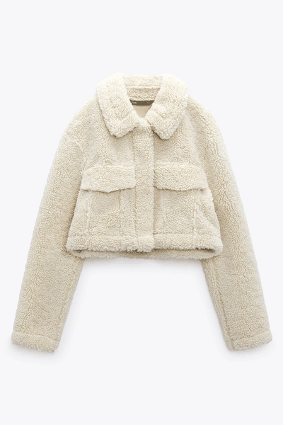 Cropped Faux Shearling Overshirt from Zara