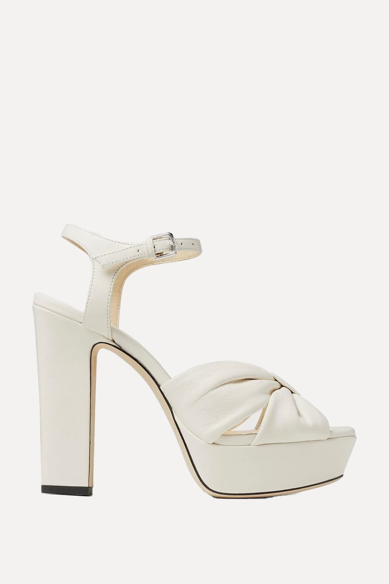 Heloise 120 Latte Nappa Leather Platform Sandals