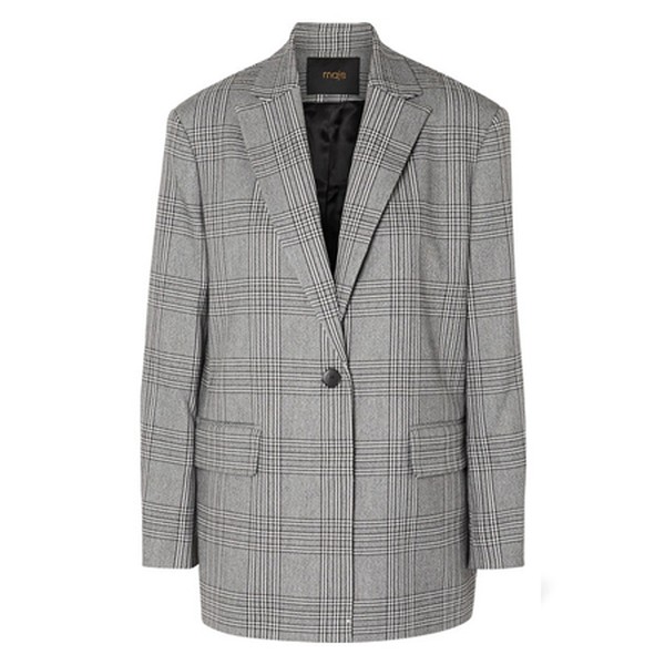 Checked Woven Blazer from Maje