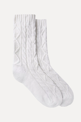 Cable Knit Bed Socks With Cashmere from The White Company