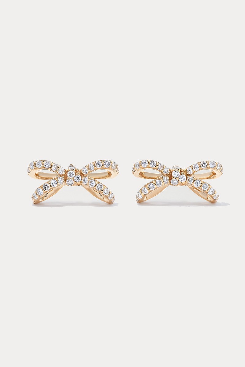 Small Bow 14-Karat Diamond Earrings from Sydney Evan 