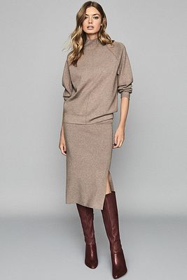 Anna Knitted Skirt Brown from Reiss