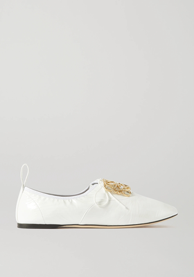 Logo-Embellished Patent-Leather Ballet Flats from Loewe