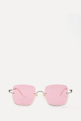 Half-Rim Square Metal Sunglasses from Gucci Eyewear