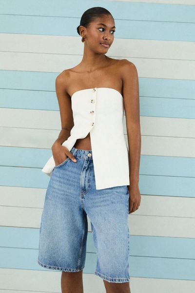 Buttoned Bustier Top  from Stradivarius