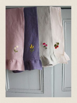 Echinacea Ruffle Linen Tea Towel, £35 | Coco Lulu