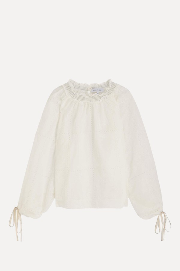 Mini Embroidered Semi-Sheer Satin Blouse from LUG VON SIGA