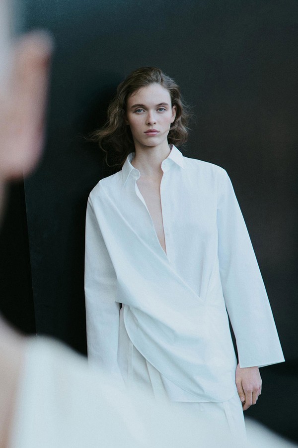 100% Cotton Gathered Wrap Shirt from Massimo Dutti