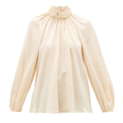 Wavelength Polka-Dot Silk-Jacquard Blouse from Zimmermann