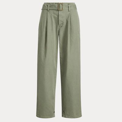 Belted Twill Straight Trouser