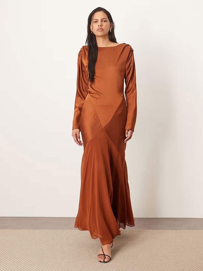 Twist Shoulder Long Sleeve Hybrid Maxi Dress from ARRANGE