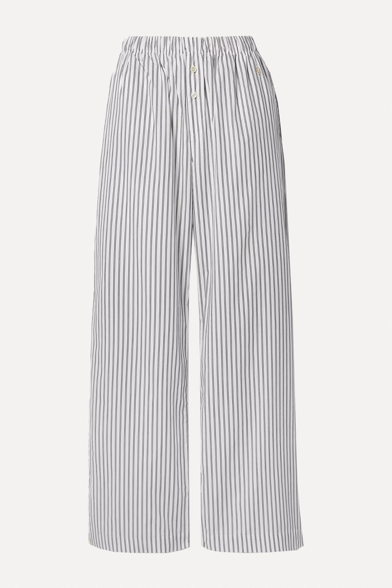 Striped Cotton-Poplin Wide-Leg Pants from Éterne
