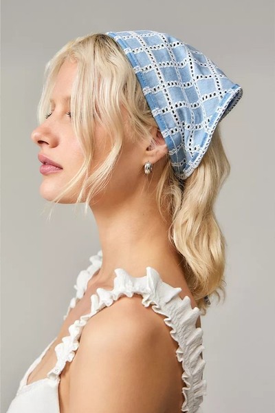 Denim Check Headscarf  from Urban Outfitters 