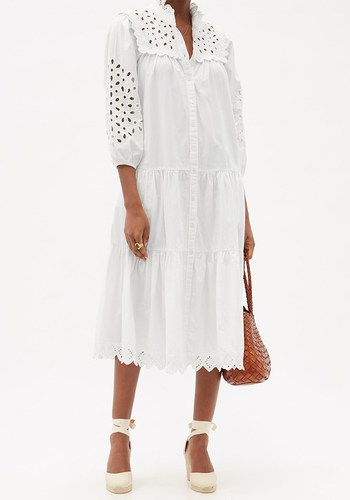 Hazel Eyelet-Lace Cotton Poplin Midi Dress