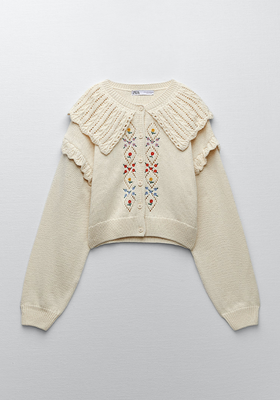 Embroidered Knit Cardigan from Zara