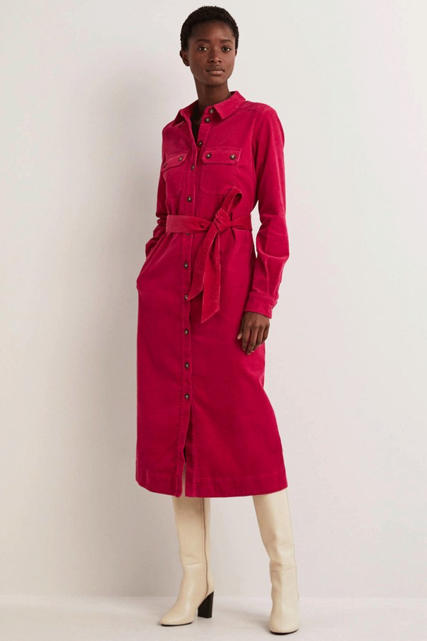 Corduroy Midi Shirt Dress