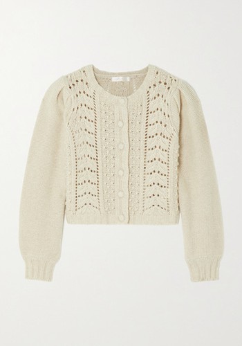 Frankel Cropped Ribbed-Knit Cardigan from LoveShackFancy